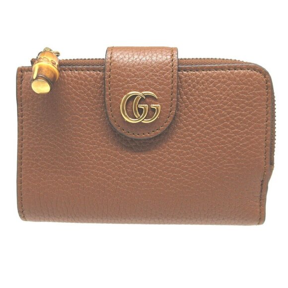 GUCCI Brown Leather Bamboo Wallet - Picture 1 of 9